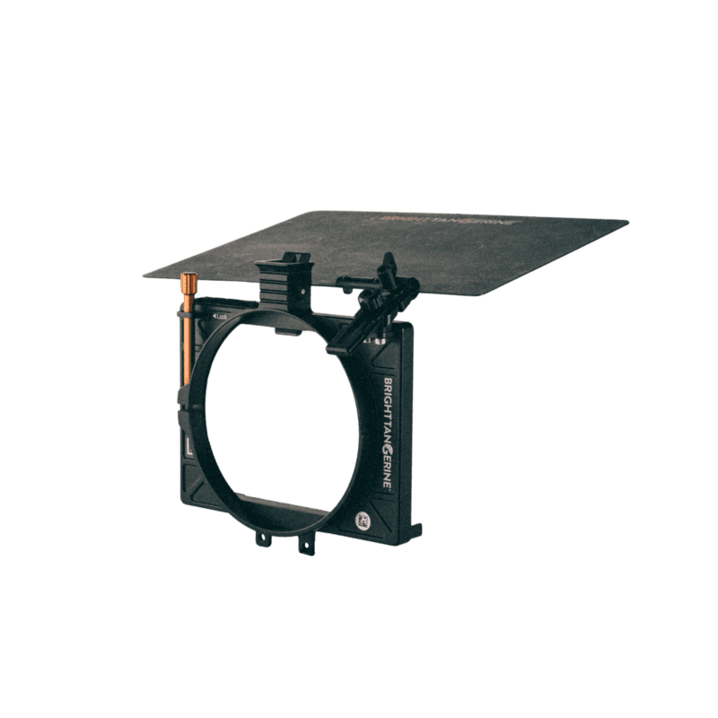 Bright Tangerine Misfit atom ultra lightweight matte box available for rental at Horizon Cine Glass in Saint Louis.