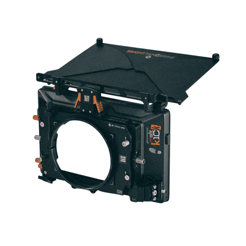 Bright Tangerine Misfit Kick matte box system available for rental at Horizon Cine Glass in Saint Louis.
